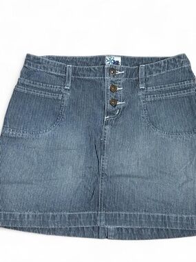 TILT Blue Pinstripe Denim Mini Skirt with Button Front
